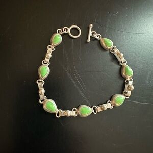 Silver Bracelet with Green Stone